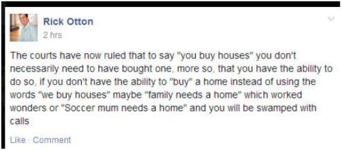 facebook comment re we buy houses